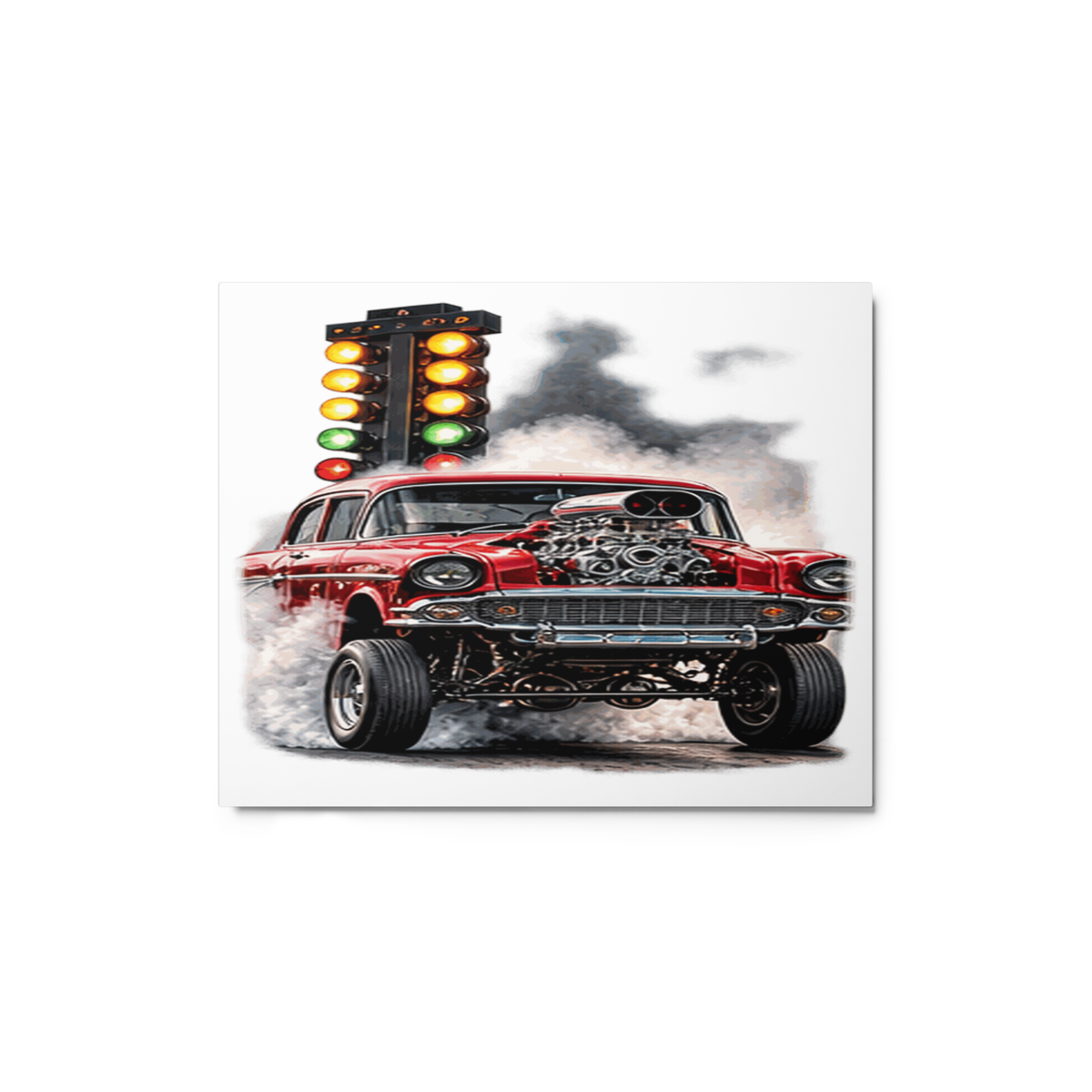 Red Gasser Launch Glossy Metal Print product mockup