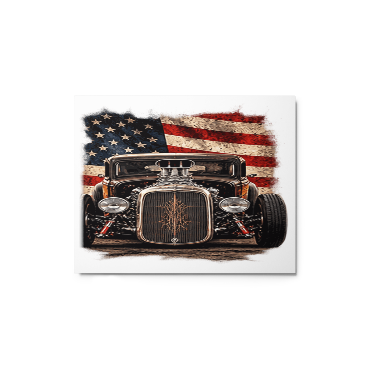 American Steel Blown Roadster Glossy Metal Print product mockup