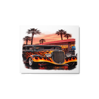 Neon Diner Flame Coupe Glossy Metal Print product mockup