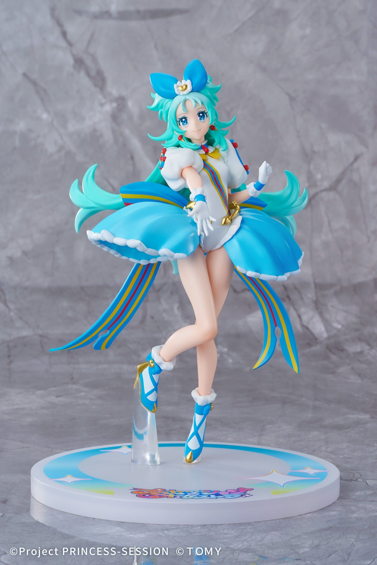 SPARK Fig SF-01 Princess Ripple GN211 non-scale figure from Princession Orchestra on its decorated base, front view. Manufacturer prototype photograph.