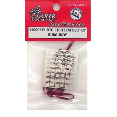 Gofer Racing Decals Photo Etch Seat Belt Kit Burgundy — exact product reference