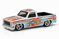 Gulf Flames decal application mockup on the regular Hot Wheels ’83 Chevy Silverado single-cab short-bed casting.
