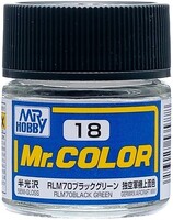 Gunze-Sangyo Solvent-Based Semi-Gloss Black Green RLM70 10ml Bottle — exact Gunze Sangyo / Mr. Hobby product image