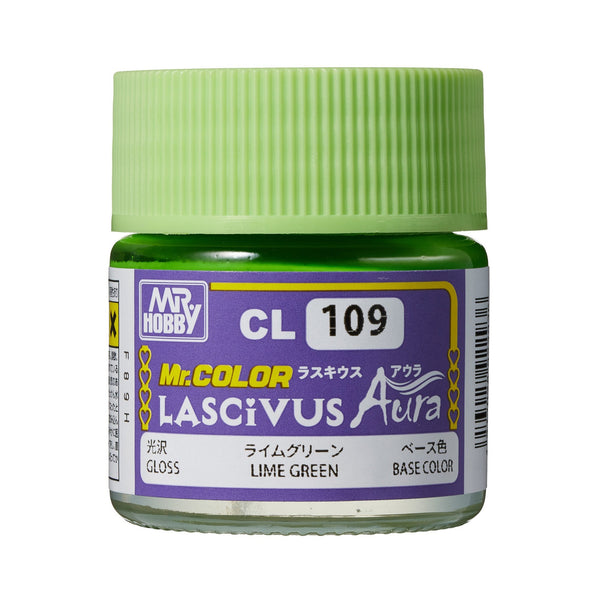 Mr. Hobby CL109 Mr. Color Lascivus Lime Green gloss base color, labeled 10 ml paint bottle.