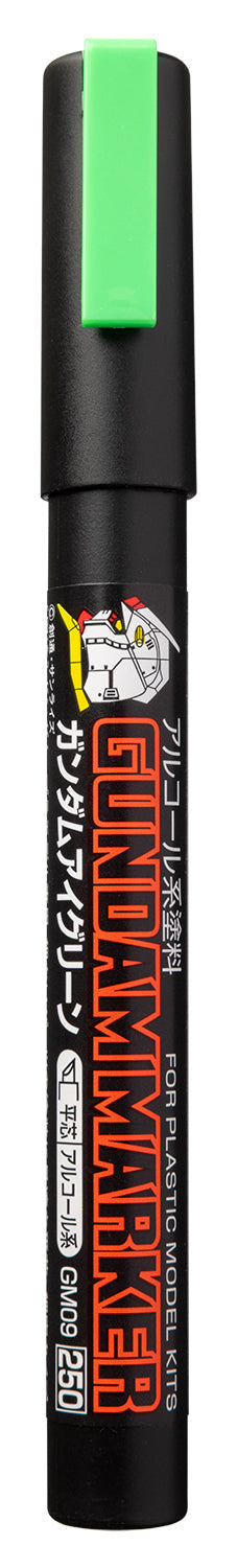 Mr. Hobby GM09 Gundam Marker Eye Green, chisel-tip paint marker for plastic model kits.