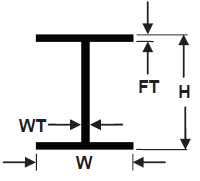 H-column cross-section dimensions diagram