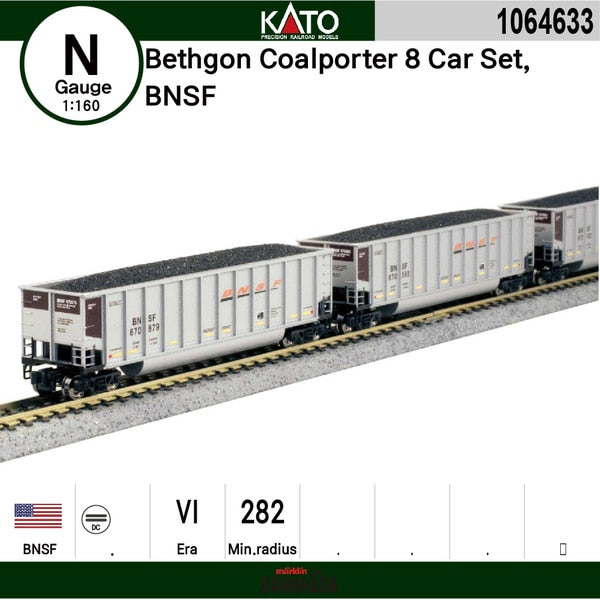 KATO N Scale BNSF Coalporter 8-Car Set