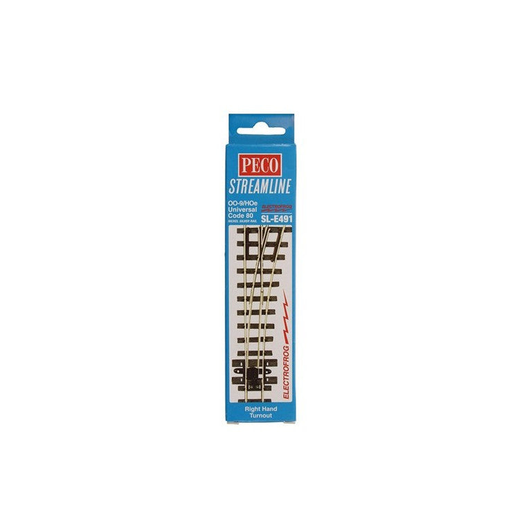 PECO SL-E491 HOn30 OO9 Code 80 right-hand Electrofrog turnout