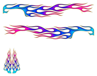Actual printable Hot Rod Flames artwork: two mirrored side graphics and a matching hood graphic, with no logos or lettering.