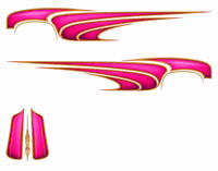 Hot Pink hot rod scallop decals: mirrored side graphics and hood artwork