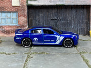 Hot Wheels 2011 Dodge Charger R/T blue Mopar loose car, right-side view