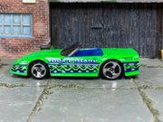 1998 Hot Wheels Custom Corvette Convertible lime TOUR'D ISLAND loose car, left-side view