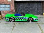 1998 Hot Wheels Custom Corvette Convertible lime TOUR'D ISLAND loose car, right-side view