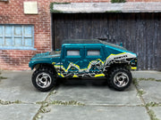 Hot Wheels 1999 Humvee teal B Man right-side view
