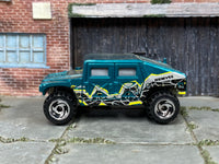 Hot Wheels 1999 Humvee teal B Man right-side view