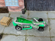 1999 Hot Wheels McDonald's Trail Runner lime green loose car, top view