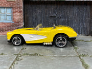2002 Hot Wheels '58 Corvette yellow 54339 loose car, left-side view