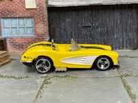 2002 Hot Wheels '58 Corvette yellow 54339 loose car, right-side view