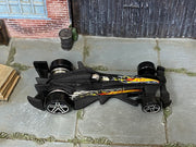 2004 Hot Wheels F-Racer matte black B3531 First Editions loose car, top view