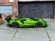Hot Wheels 2016 Ford GT Race metallic green number 17 loose car, right side view