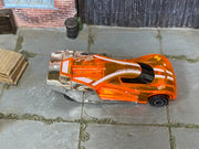 2018 Hot Wheels Power Pistons chrome and orange number 2 loose car, top view