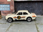 2019 Hot Wheels '70 Ford Escort RS1600 ivory Gumball 3000 number 3 loose car, left-side view