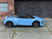 Hot Wheels 2019 Audi R8 Spyder in light blue — right side view