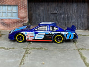 2019 Hot Wheels Dodge Charger Stock Car royal blue Mopar number 6 loose car, left-side view