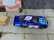2019 Hot Wheels Dodge Charger Stock Car royal blue Mopar number 6 loose car, top view