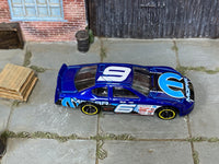2019 Hot Wheels Dodge Charger Stock Car royal blue Mopar number 6 loose car, top view