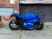 Hot Wheels 2019 Ducati 1199 Panigale blue Ducati Corse left-side view