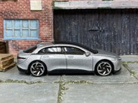 Hot Wheels 2022 Lucid Air silver left-side view