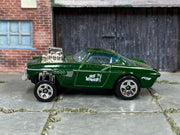 Hot Wheels 2023 Volvo P1800 Gasser forest green right-side view
