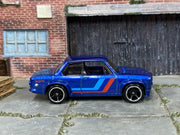 2025 Hot Wheels BMW 2002 metalflake blue JBB61 loose car, right-side view