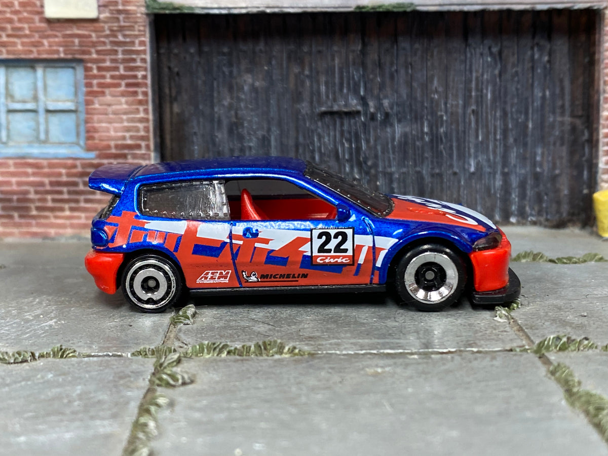 2025 Hot Wheels Honda Civic Custom blue JBB22 loose car, right-side view