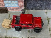 2025 Hot Wheels '15 Land Rover Defender Double Cab red Yokohama loose truck, top view