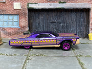 2025 Hot Wheels Layin' Lowrider metalflake purple Celebration Racers JBB37 loose car, right-side view