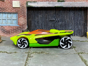 2026 Hot Wheels HW Warp Speeder neon yellow number 248 loose car, left-side view