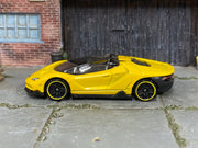 2026 Hot Wheels '16 Lamborghini Centenario Roadster Giallo Orion JJH80 loose car, left-side view