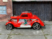 Hot Wheels 3-Window 34 red Sumo Samo wrestler graphics, left side view
