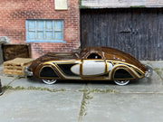 Hot Wheels '38 Phantom Corsair metallic brown, silver and gold loose car, left side view