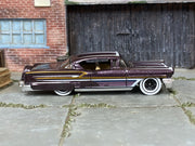 Hot Wheels '58 Impala dark purple with white scallops and whitewall wheels, right side view