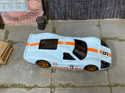 Hot Wheels 1967 Ford GT40 Mk.IV Gulf light blue number 9 loose car, top view