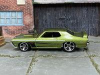Hot Wheels '69 Mercury Cougar Eliminator metallic olive green loose car, left side view