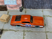 Hot Wheels '69 Ford Torino Talladega orange number 53 loose car, top view