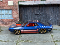 Hot Wheels '71 Dodge Challenger navy blue Stars and Stripes, left side view