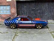 Hot Wheels '71 Dodge Challenger navy blue Stars and Stripes, right side view
