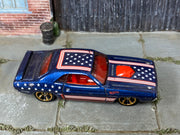 Hot Wheels '71 Dodge Challenger navy blue Stars and Stripes, top view