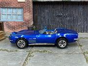 Hot Wheels '72 Stingray Convertible Targa Blue HKG60 loose car, left-side view