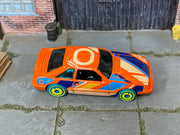 Hot Wheels '92 Ford Mustang orange Art Cars loose car, top view